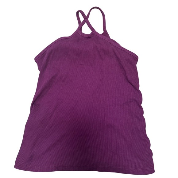 Abercrombie Kids Girls Purple Lace Tank Top Cross Back Ribbed Cami Size 11/12 - Picture 2 of 4